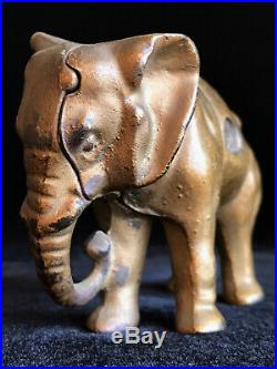 Original Antique Piggy Bank Cast Iron Jumbo Elephant Circus Bank Ex. Cond