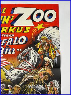 Original Buffalo Bill Circus Poster 1955 Troll Rhodins, ANTIQUE CIRCUS POSTER