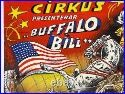 Original Buffalo Bill Circus Poster 1955 Troll Rhodins, ANTIQUE CIRCUS POSTER