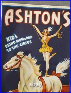Original Vintage Ashtons circus lithograh poster. Australian