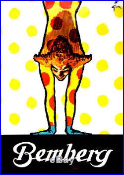 Original Vintage Fabric Poster Bemberg Acrobat by Rene Gruau c1980 Circus