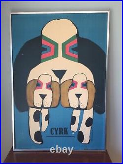 Original Vintage Poster Cieslewski Polish Cyrk Basset Hounds Dogs Circus 1966