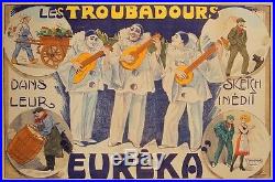 Original Vintage Poster Eureka Les Troubadours Finot 1905 France Circus