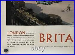 Original Vintage Poster LONDON BRITAIN Piccadilly Circus British Airline Travel