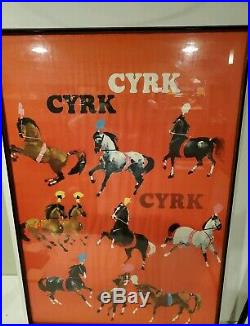 Original Vintage Poster Swierzy Polish Cyrk Horses Circus FRAMED