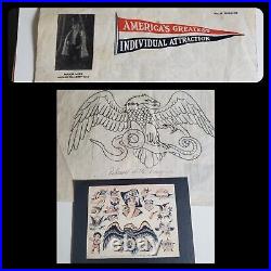 Original antique owen jensen eagle tattoo dottie circus marquand flyer 9x11
