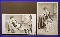 Pair 1870s CDVs Circassian Beauty Zoe Meleke Barnum Sideshow Circus Photo IDed