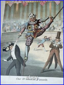 Pair Of Circus Lithographs J. W. Hart 19th Century Antique Prints Clown And Horse Pair Of Circus Lithographs J. W. Hart 19th Century Antique Prints Clown And Horse