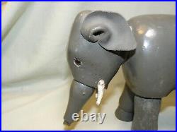 Pair of Antique Schoenhut Wooden Circus Elephants with Props