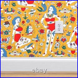 Peel-and-Stick Removable Wallpaper Retro Circus Limited Color Palette Operation