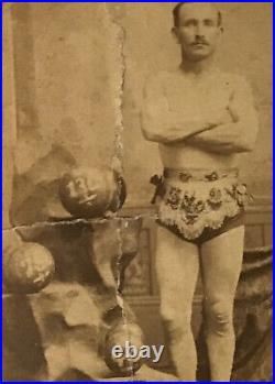 Photo CDV Sideshow Circus Strongman performer original 1860's Era