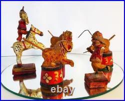 RARE 18 Piece Set Antique Victorian Hand-Carved Painted Folk Art Circus Figures
