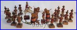 RARE 18 Piece Set Antique Victorian Hand-Carved Painted Folk Art Circus Figures