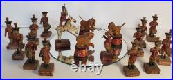 RARE 18 Piece Set Antique Victorian Hand-Carved Painted Folk Art Circus Figures
