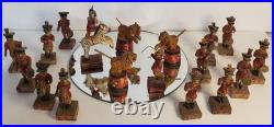 RARE 18 Piece Set Antique Victorian Hand-Carved Painted Folk Art Circus Figures