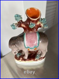 RARE 7 Staffordshire figure group Spill Vase Elephant Circus 1860