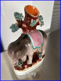 RARE 7 Staffordshire figure group Spill Vase Elephant Circus 1860