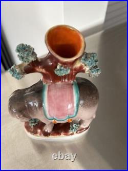 RARE 7 Staffordshire figure group Spill Vase Elephant Circus 1860