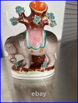 RARE 7 Staffordshire figure group Spill Vase Elephant Circus 1860