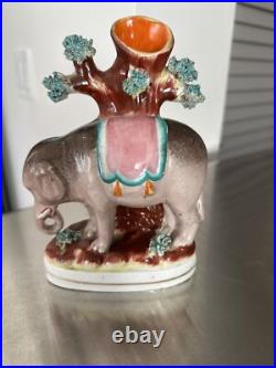 RARE 7 Staffordshire figure group Spill Vase Elephant Circus 1860