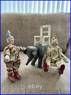 RARE ANTIQUE FIRST MODEL SCHOENHUT HUMPTY DUMPTY CIRCUS SET Clowns, Elephant