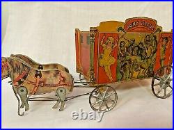RARE Antique 1910 Gibbs Tin Wood Litho #53 Pony Circus Wagon