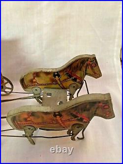 RARE Antique 1910 Gibbs Tin Wood Litho #53 Pony Circus Wagon