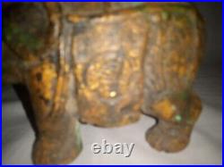 RARE Antique 6 Solid Cast Iron Circus Elephant Figurine Statue Gold Gilt