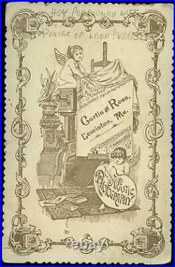 RARE Antique Cabinet Card Hoy the Singing Circus Dog Photo / Lewiston Maine