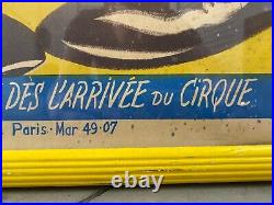 RARE Antique Old French Paris CIRCUS Cirque d'Hiver Lithograph Poster, 1949