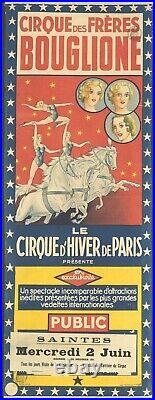 RARE Antique Old French Paris CIRCUS Cirque d'Hiver Lithograph Poster, 1949