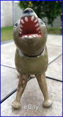 RARE Antique Schoenhut Circus Wolf with Glass Eyes and Cloth Tail