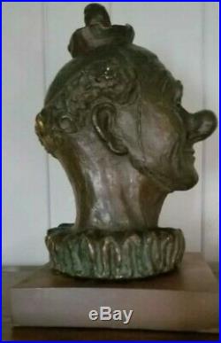 RARE Vintage Antique Circus Clown Head Bust Signed Boker Excellent Condition