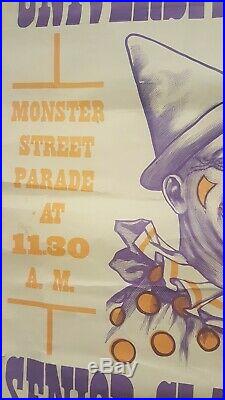 RARE Vintage Antique University of Iowa 1902 ORIGINAL Circus Poster Creepy Clown