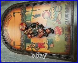 RARE Vintage CIRCUS THEME Wooden Wall Hanging with Hand Painted Clown In Relief