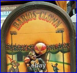 RARE Vintage CIRCUS THEME Wooden Wall Hanging with Hand Painted Clown In Relief