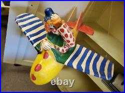 RARE Vintage Oskar Raoul paper mache hanging Clown in large plane 1970s Art