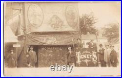 RPPC Monkeyville Circus Sideshow Freaks Banners 1910s Weird Rare Photo Antique