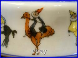 Rare Antique 1929 Child's Porcelain Bowl Baby Dish Circus Bears Pig Dog Camel