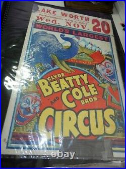 Rare Antique CIRCUS Carnival Poster LOT of 13 Ringling, Beatty Cole, Hoxie