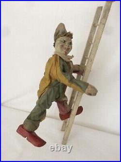Rare Antique First Model 1903 Tpf Schoenhut Humpty Dumpty Circus Clown/ Ladder