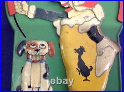 Rare Antique German Tin Lithographed Mechanical Toy Circus Clown Dog Bank Part