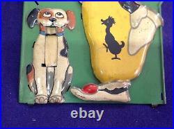 Rare Antique German Tin Lithographed Mechanical Toy Circus Clown Dog Bank Part