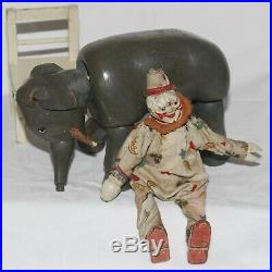 Rare Antique Original Schoenhut Humpty Circus Wood Elephant Glass Eyes No Tail