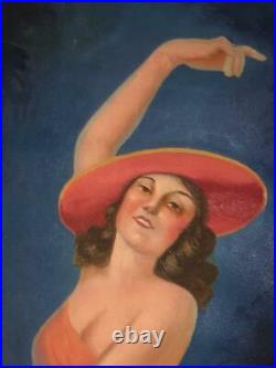 Rare Antique Sideshow Traveling Circus Illustration Art Painting Dancing Woman