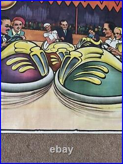 Rare Antique Super Dodgem Poster 1920's / 1930's