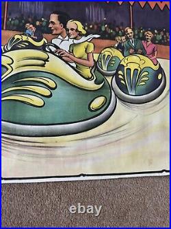 Rare Antique Super Dodgem Poster 1920's / 1930's