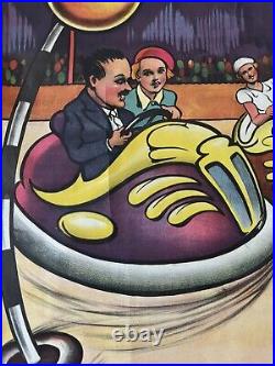 Rare Antique Super Dodgem Poster 1920's / 1930's