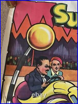 Rare Antique Super Dodgem Poster 1920's / 1930's