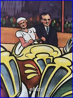 Rare Antique Super Dodgem Poster 1920's / 1930's